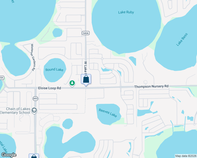 map of restaurants, bars, coffee shops, grocery stores, and more near 3473 Raleigh Drive in Winter Haven