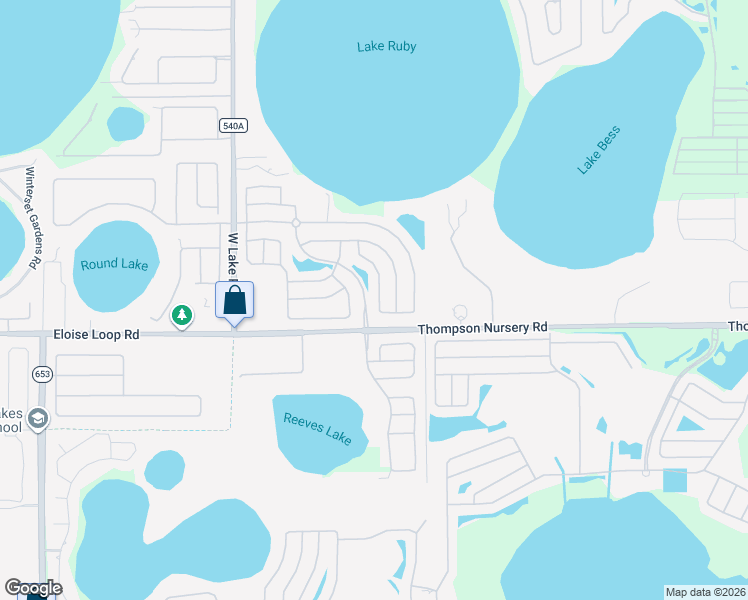 map of restaurants, bars, coffee shops, grocery stores, and more near 3886 Bedford Avenue in Winter Haven