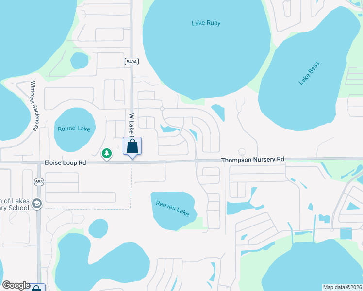 map of restaurants, bars, coffee shops, grocery stores, and more near 3347 Livingston Way in Winter Haven