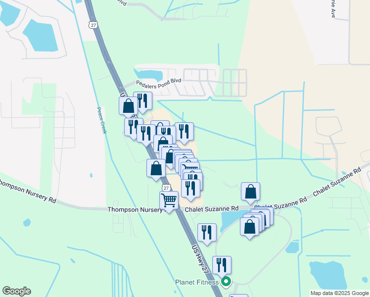 map of restaurants, bars, coffee shops, grocery stores, and more near 2803 Ridge Way in Lake Wales