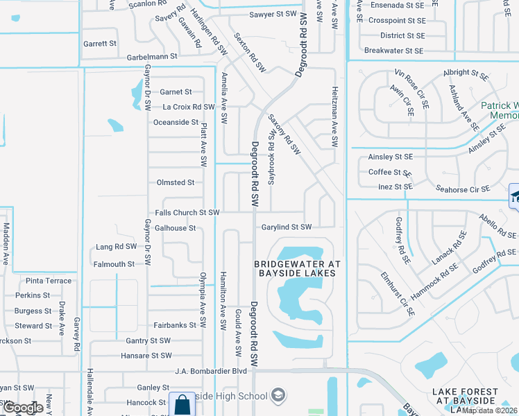 map of restaurants, bars, coffee shops, grocery stores, and more near 1481 Degroodt Road Southwest in Palm Bay