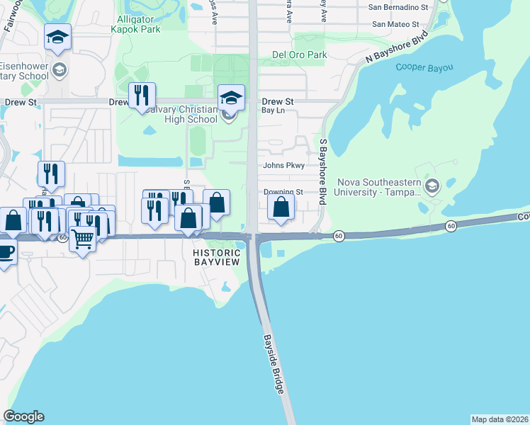 map of restaurants, bars, coffee shops, grocery stores, and more near 337 South McMullen Booth Road in Clearwater