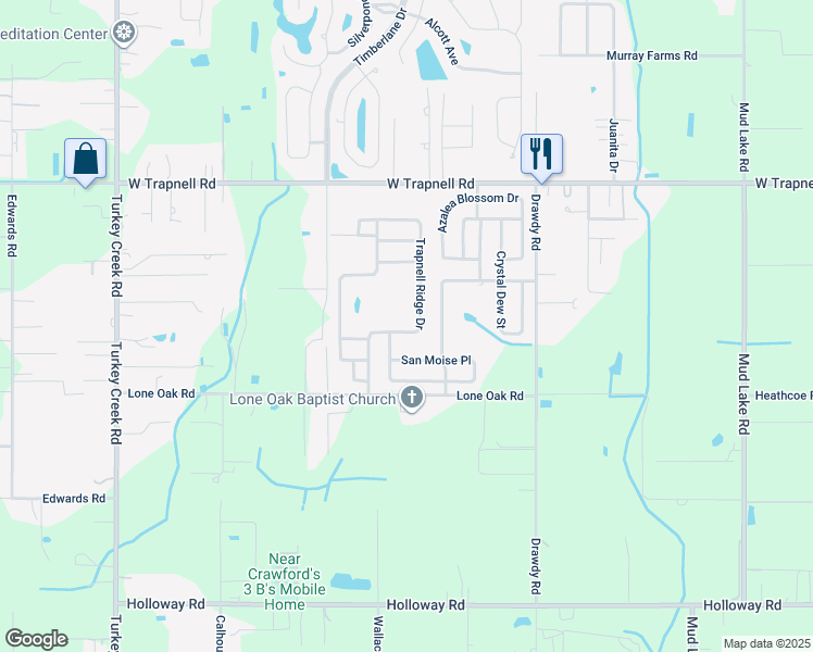 map of restaurants, bars, coffee shops, grocery stores, and more near 3617 Trapnell Ridge Drive in Plant City