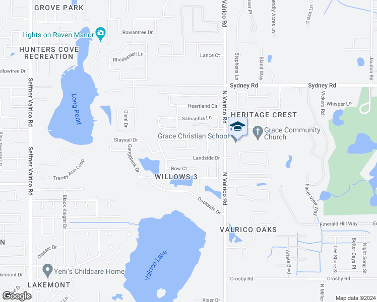 map of restaurants, bars, coffee shops, grocery stores, and more near 1821 Rudder Drive in Valrico