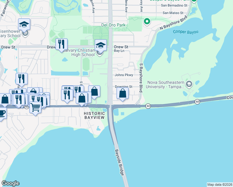 map of restaurants, bars, coffee shops, grocery stores, and more near 337 South McMullen Booth Road in Clearwater