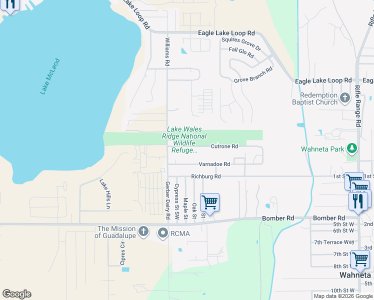 map of restaurants, bars, coffee shops, grocery stores, and more near 324 Cuthone Road in Winter Haven