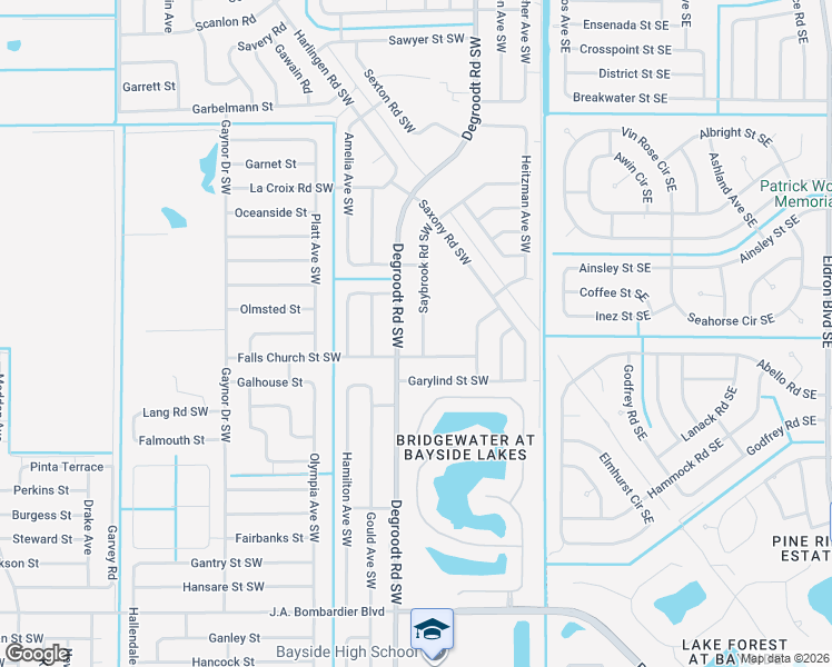map of restaurants, bars, coffee shops, grocery stores, and more near 1431 Degroodt Road Southwest in Palm Bay