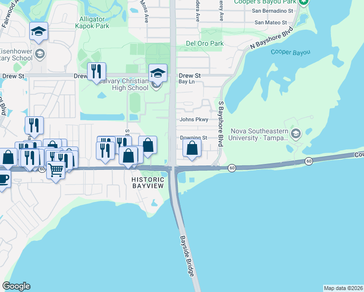 map of restaurants, bars, coffee shops, grocery stores, and more near 211 South McMullen Booth Road in Clearwater