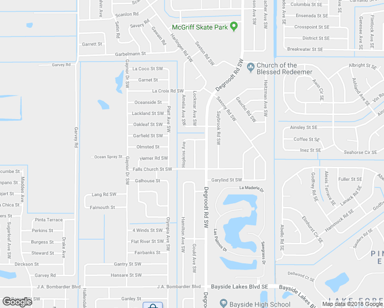 map of restaurants, bars, coffee shops, grocery stores, and more near 1450 Schmitt Avenue Southwest in Palm Bay