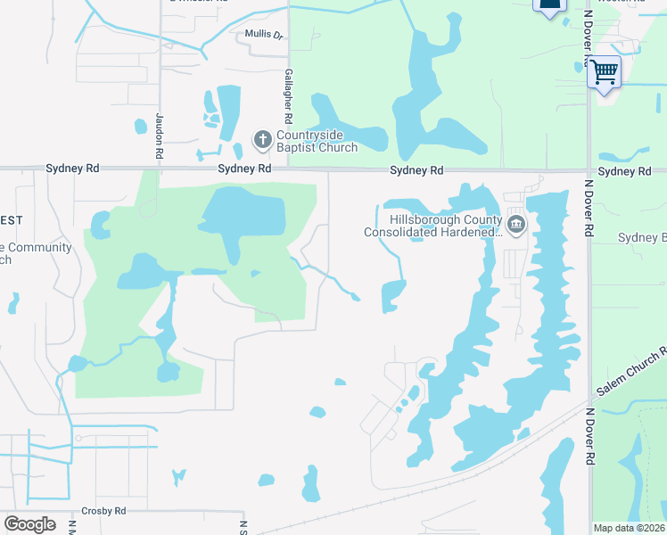 map of restaurants, bars, coffee shops, grocery stores, and more near 1505 Emerald Hill Way in Valrico