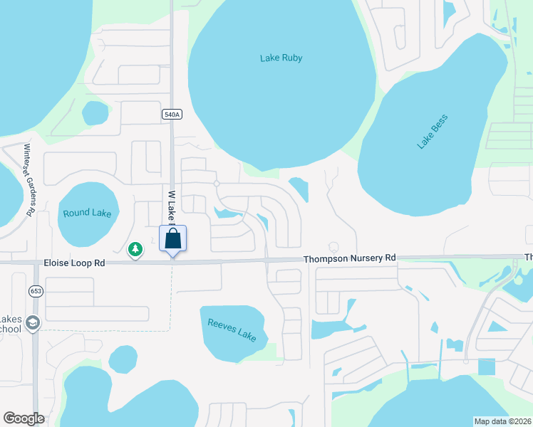 map of restaurants, bars, coffee shops, grocery stores, and more near 3844 Bedford Avenue in Winter Haven
