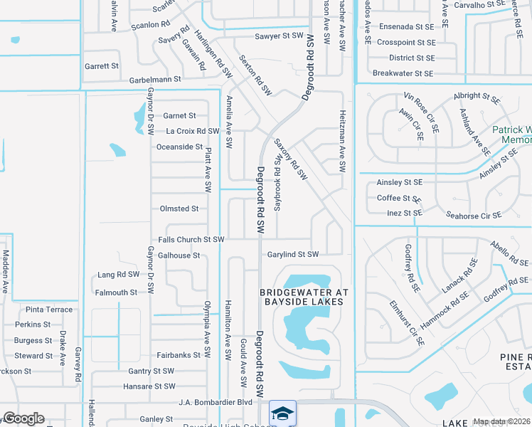 map of restaurants, bars, coffee shops, grocery stores, and more near 1431 Degroodt Road Southwest in Palm Bay