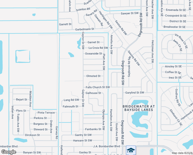 map of restaurants, bars, coffee shops, grocery stores, and more near 434 Olmsted Street in Palm Bay