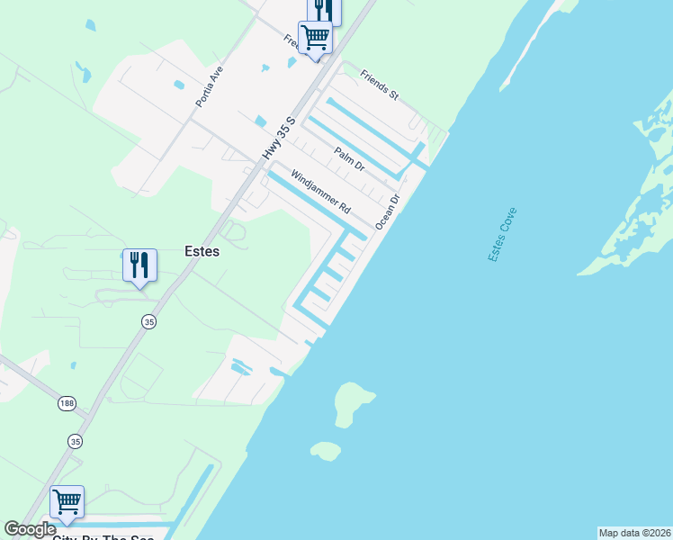 map of restaurants, bars, coffee shops, grocery stores, and more near 301 Square Rigger Road in Rockport