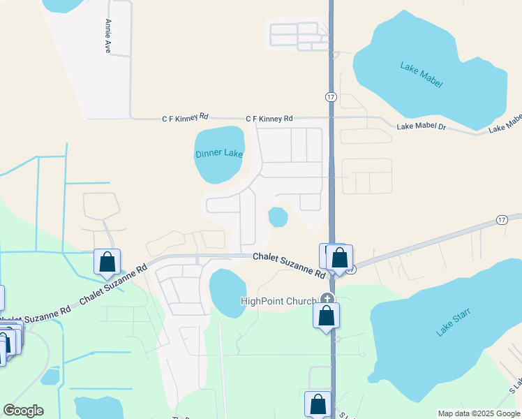 map of restaurants, bars, coffee shops, grocery stores, and more near 4340 Dinner Lake Drive in Lake Wales