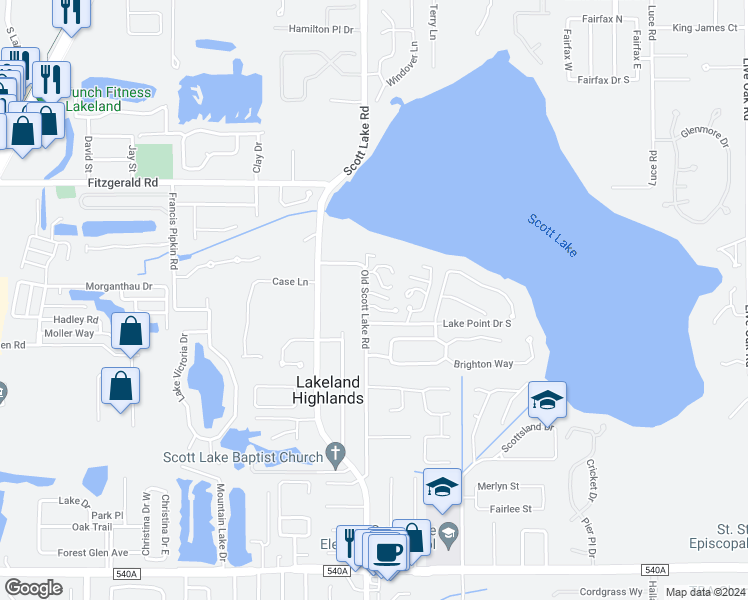 map of restaurants, bars, coffee shops, grocery stores, and more near 23 Loma Linda in Lakeland