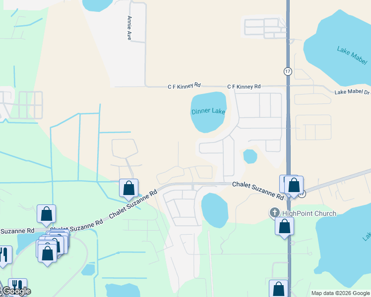 map of restaurants, bars, coffee shops, grocery stores, and more near 193 Dinner Lake Loop in Lake Wales