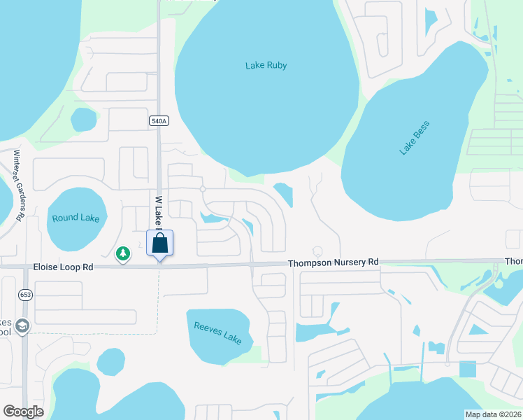 map of restaurants, bars, coffee shops, grocery stores, and more near 3844 Bedford Avenue in Winter Haven