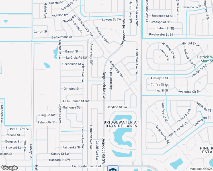 map of restaurants, bars, coffee shops, grocery stores, and more near 1431 Degroodt Road Southwest in Palm Bay