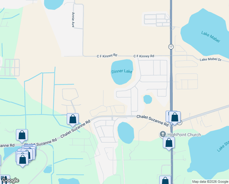 map of restaurants, bars, coffee shops, grocery stores, and more near 185 Dinner Lake Loop in Lake Wales