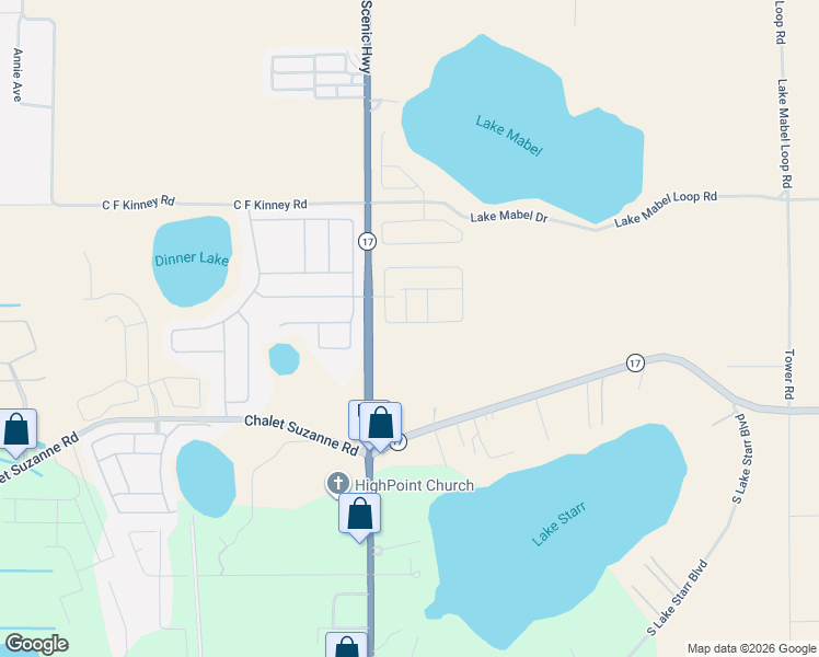 map of restaurants, bars, coffee shops, grocery stores, and more near 201 Brookshire Drive in Lake Wales