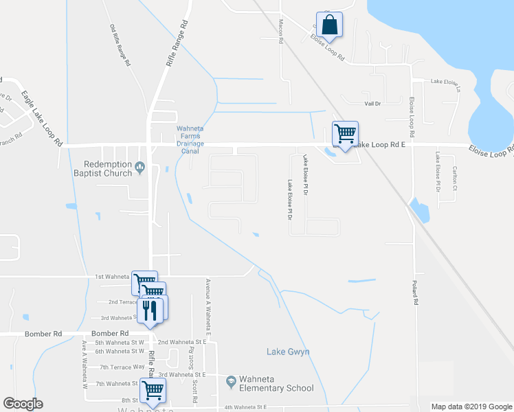 map of restaurants, bars, coffee shops, grocery stores, and more near 487 Majestic Gardens Boulevard in Winter Haven