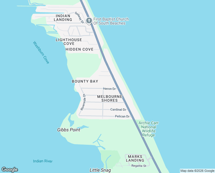 map of restaurants, bars, coffee shops, grocery stores, and more near 5836 South Highway A1A in Melbourne Beach