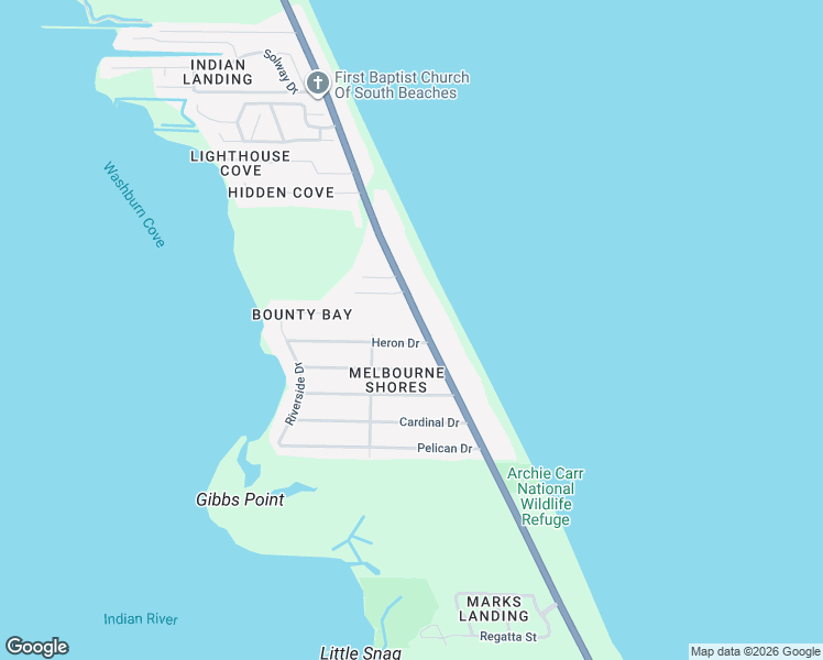 map of restaurants, bars, coffee shops, grocery stores, and more near 5836 South Highway A1A in Melbourne Beach