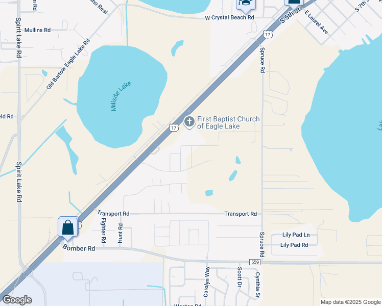 map of restaurants, bars, coffee shops, grocery stores, and more near 4995 San Heath Road in Bartow