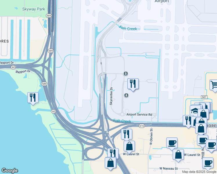 map of restaurants, bars, coffee shops, grocery stores, and more near in Tampa