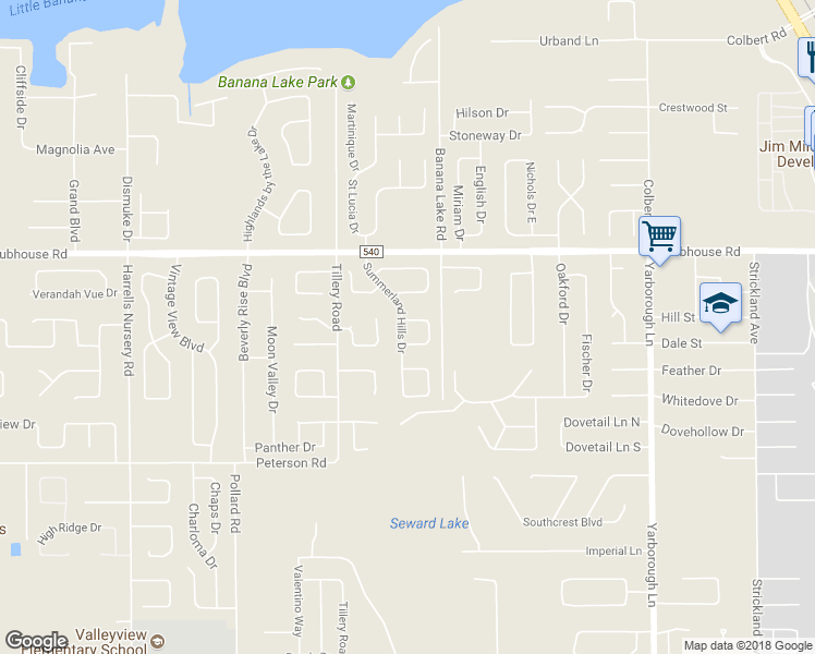 map of restaurants, bars, coffee shops, grocery stores, and more near 5524 Summerland Hills Drive in Lakeland
