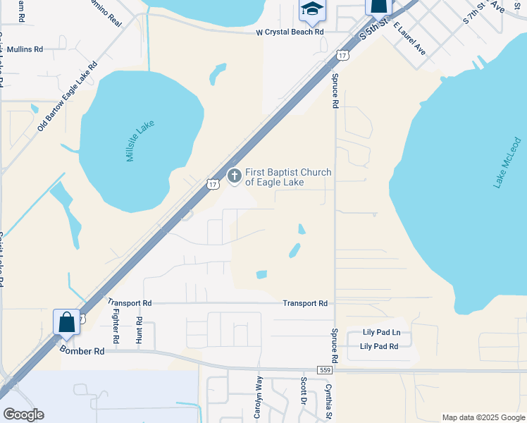 map of restaurants, bars, coffee shops, grocery stores, and more near 2500 U.S. 17 in Eagle Lake