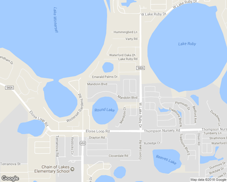map of restaurants, bars, coffee shops, grocery stores, and more near 4290 Mandolin Boulevard in Winter Haven
