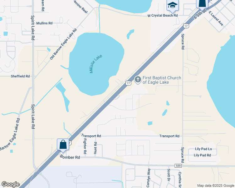 map of restaurants, bars, coffee shops, grocery stores, and more near 4902 Highway 17 in Bartow