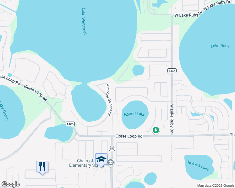 map of restaurants, bars, coffee shops, grocery stores, and more near 4412 Mandolin Boulevard in Winter Haven