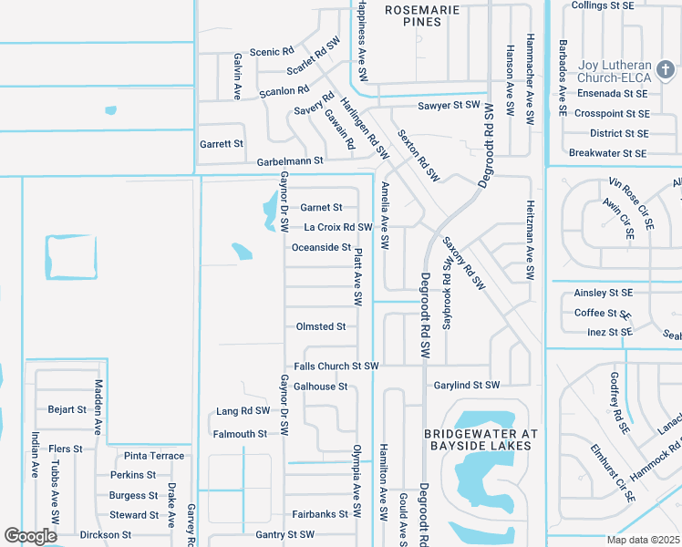 map of restaurants, bars, coffee shops, grocery stores, and more near 418 Lackland Street Southwest in Palm Bay