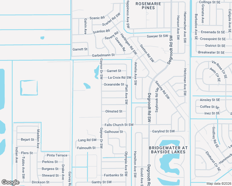 map of restaurants, bars, coffee shops, grocery stores, and more near 435 Lackland Street Southwest in Palm Bay