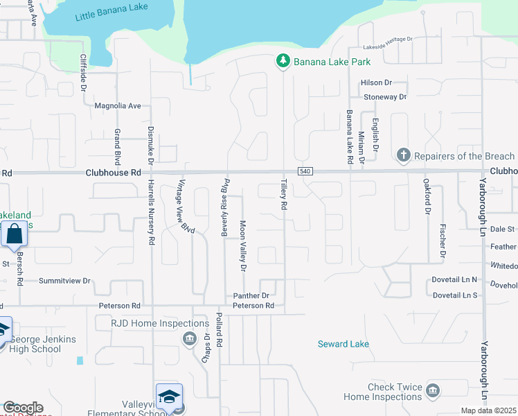 map of restaurants, bars, coffee shops, grocery stores, and more near 3110 Big Valley Drive in Lakeland
