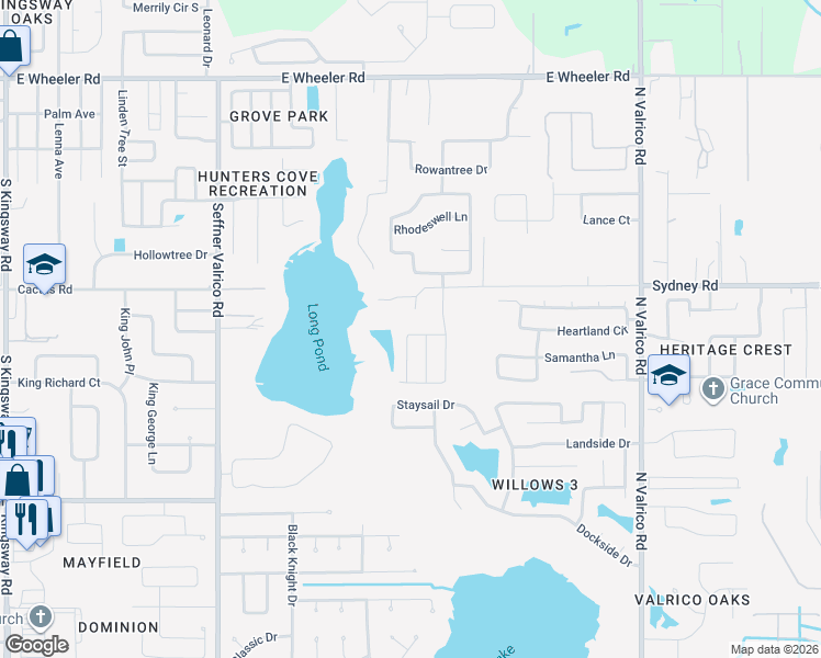 map of restaurants, bars, coffee shops, grocery stores, and more near 1511 Long Pond Drive in Valrico