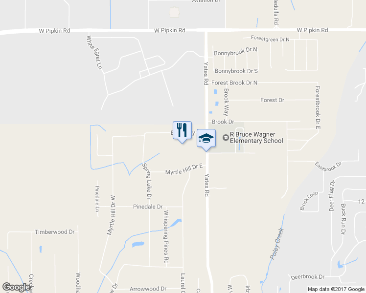 map of restaurants, bars, coffee shops, grocery stores, and more near 5455 Yates Road in Lakeland