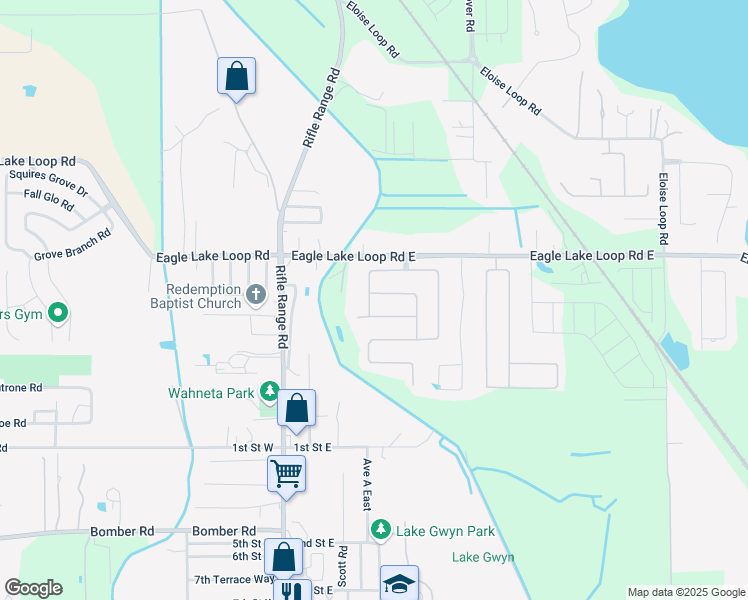 map of restaurants, bars, coffee shops, grocery stores, and more near 200 Majestic Gardens Lane in Winter Haven
