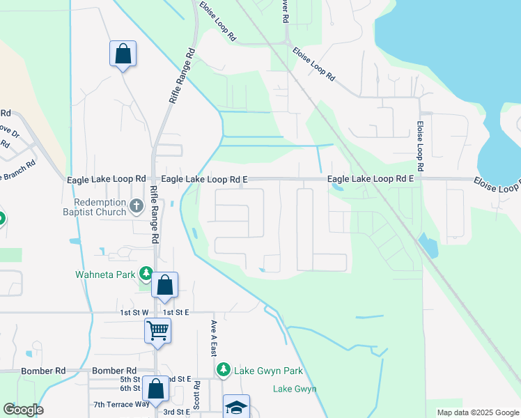 map of restaurants, bars, coffee shops, grocery stores, and more near 458 Majestic Gardens Boulevard in Winter Haven