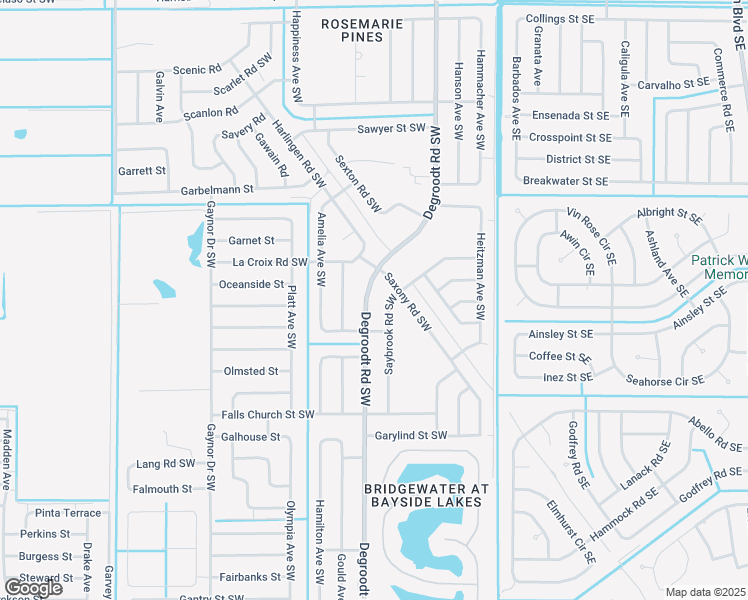 map of restaurants, bars, coffee shops, grocery stores, and more near 1327 Degroodt Road Southwest in Palm Bay