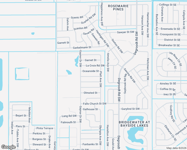map of restaurants, bars, coffee shops, grocery stores, and more near 435 Lackland Street Southwest in Palm Bay