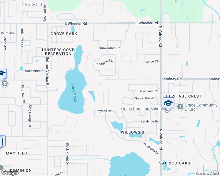 map of restaurants, bars, coffee shops, grocery stores, and more near 1605 Long Pond Drive in Valrico
