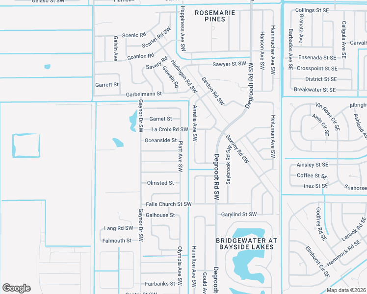 map of restaurants, bars, coffee shops, grocery stores, and more near 1315 Platt Avenue Southwest in Palm Bay