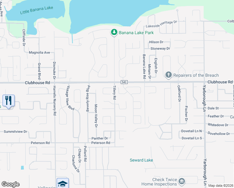 map of restaurants, bars, coffee shops, grocery stores, and more near 3231 Summerland Hills Court in Lakeland