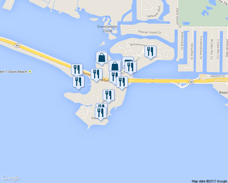 map of restaurants, bars, coffee shops, grocery stores, and more near 5107 Bay Club Circle in Tampa