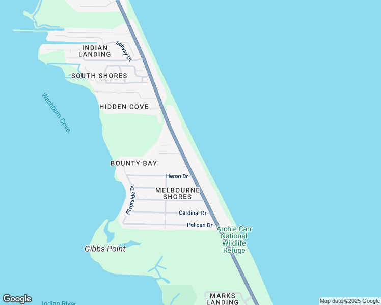 map of restaurants, bars, coffee shops, grocery stores, and more near 5795 South Highway A1A in Melbourne Beach