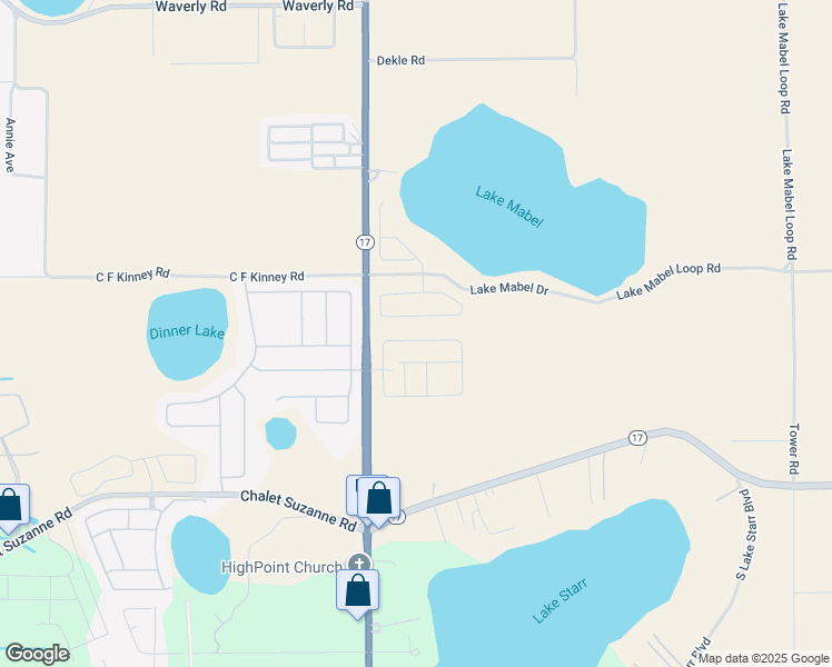 map of restaurants, bars, coffee shops, grocery stores, and more near 201 Brookshire Drive in Lake Wales